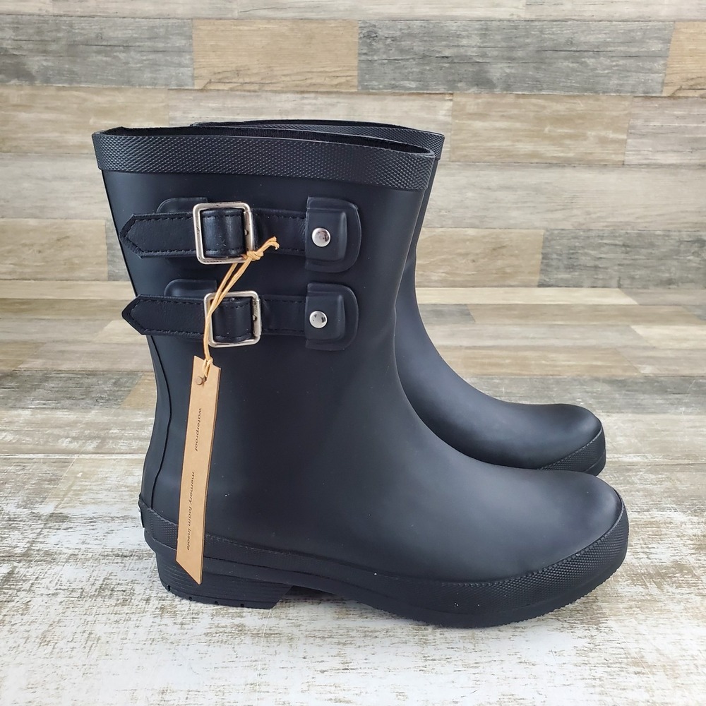 Chooka Everyday Womens Mid Rain Boot Sz 8 Black Double Buckle Waterproof Classic